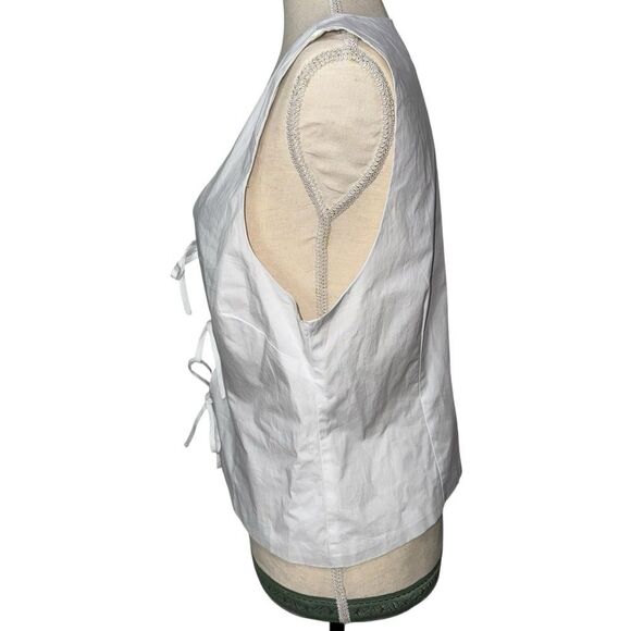 NWT Steve Madden Solid White Tie-Front Sleeveless Camisole V Neck Cotton size L - Picture 7 of 11
